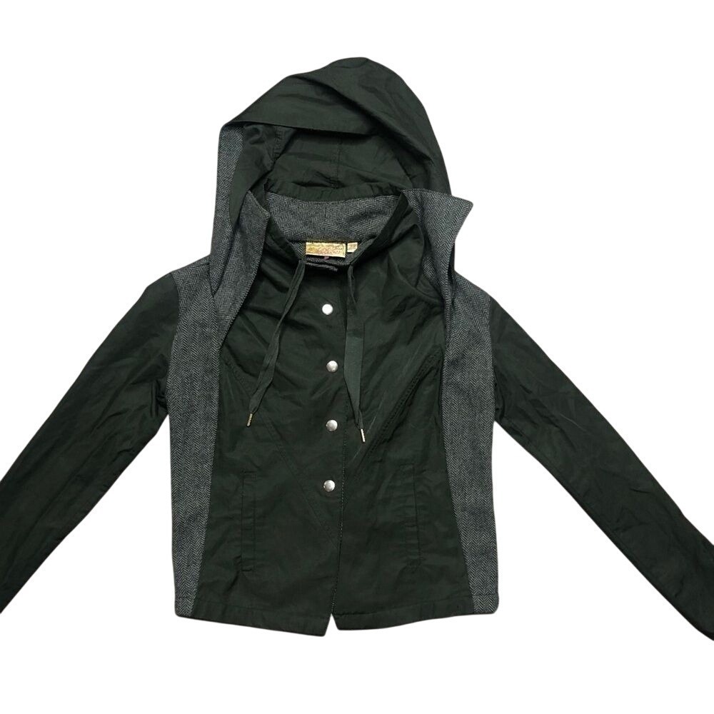 Princess Vera Wang moto jacket size‎ xs Wool Green Hooded
